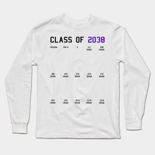 Class of 2038 Grow with Me Graduation First Day Handprints Long Sleeve T-Shirt